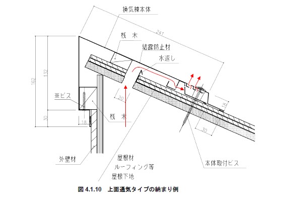 片流れ屋根の棟換気として